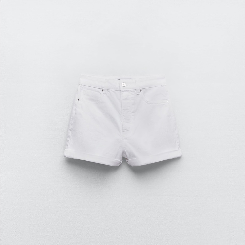 Zara mom fit white denim shorts